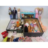 A selection of Sindy dolls and others including a Pedigree boxed Sindy motorcycle scooter plus a box