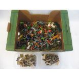 A selection of painted war gaming figures plus loose soldiers to include Britains Deetail, Airfix