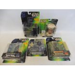 Five good condition carded Star Wars Power of The Force electronic light-up action figure sets to
