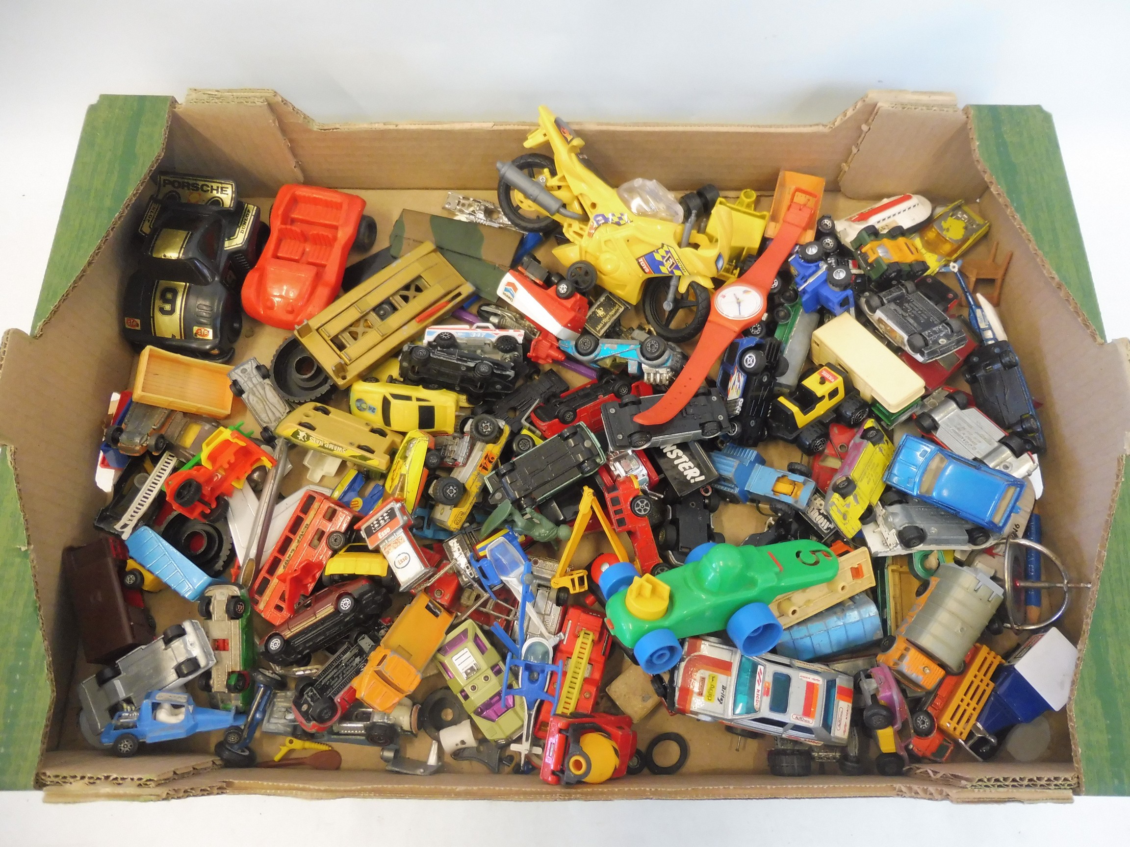 A large tray of playworn die-cast, mainly Matchbox, various eras .