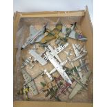 A box of pre-war and post-war aircraft including a Tootsietoy Aerodawn.