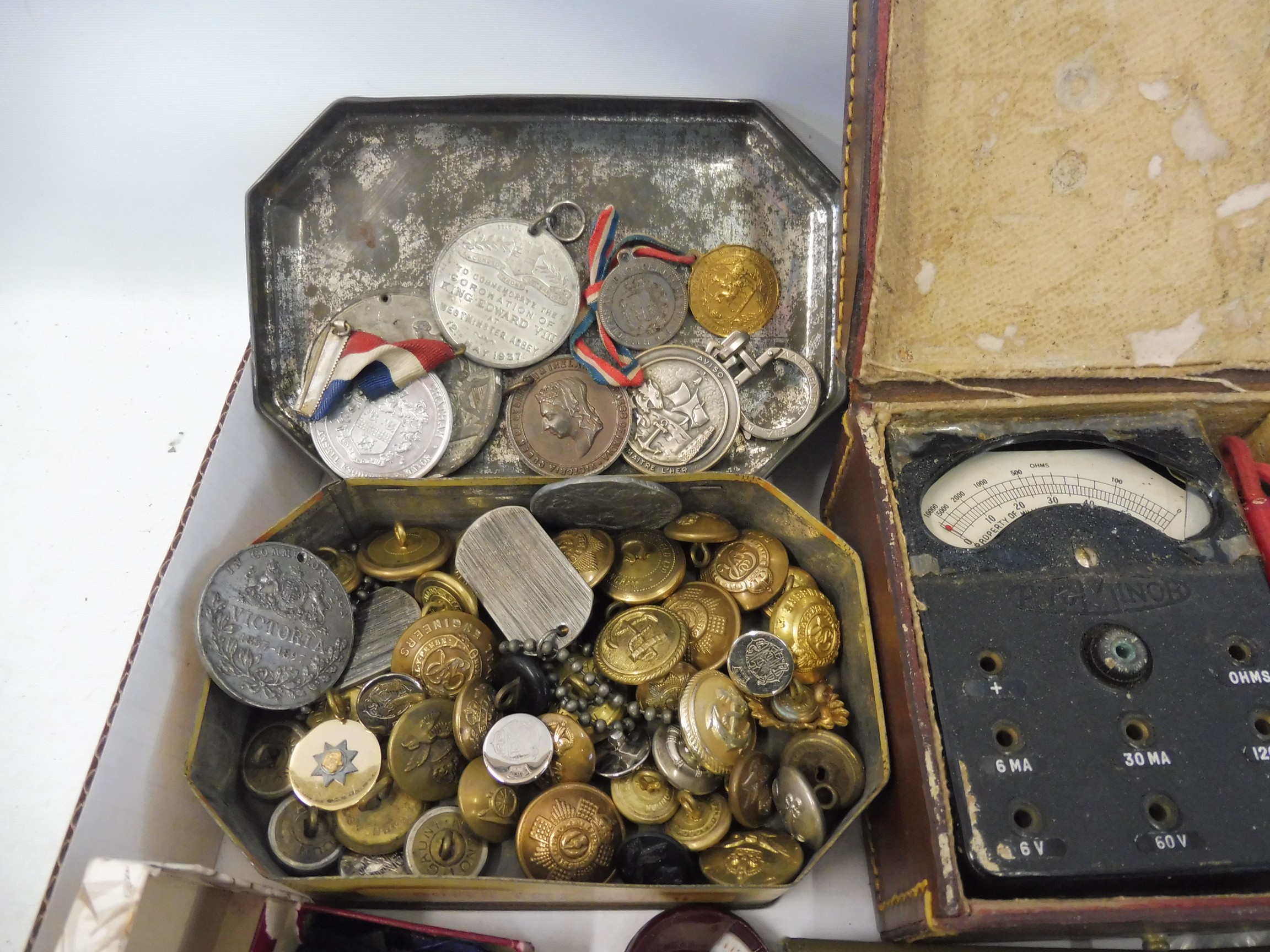 A selection of militaria including badges, buttons, binoculars, postcards etc., Palestine Police - Image 2 of 7