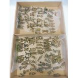 Two complete trays of well painted die-cast WWII British and American soldiers.