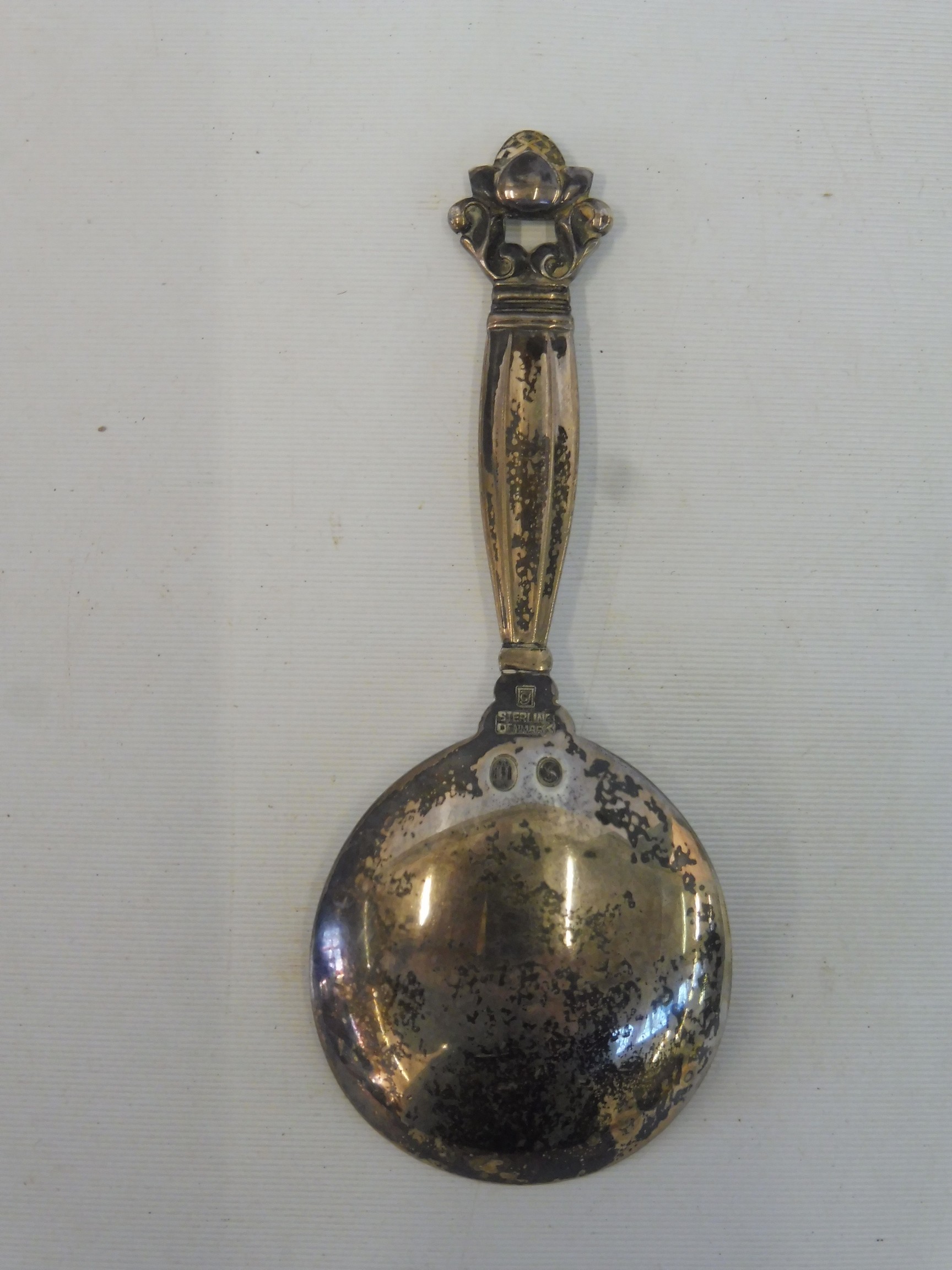 Georg Jensen: a caddy spoon with a foliate and scrolled finial. - Image 2 of 2