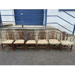 Two pairs of 19th Century mahogany side chairs with pierced splats and upholstered seats; and two