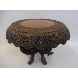 A heavily carved and well-detailed Anglo-Indian hardwood occasional table raised upon six swept