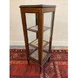 A good quality Edwardian mahogany and satinwood banded freestanding single door display cabinet of