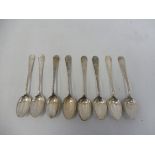 A set of eight teaspoons with bright cut decoration (rubbed).