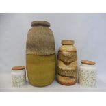 Two large West German vases, the largest 21 3/4" h, plus two Hornsea lidded jars.