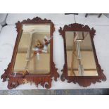 Two 19th Century mahogany and gilt pier mirrors, the largest requiring restoration, 21 x 35".