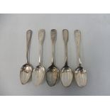 A set of four George III fiddle pattern teaspoons, probably 1815 (no Assay office mark); and a