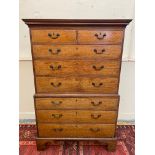 A 19th Century mahogany tallboy or chest on chest in two parts, two short over six long drawers to