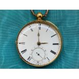 An 18ct gold pocket watch with secondary dial, overall weight approx. 78.9g, set within a