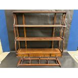 A good quality 19th Century mahogany four tier rack with three drawers to the base, 36 1/2" w x 33