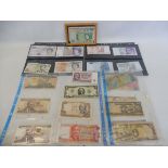 A quantity of assorted bank notes, various countries of origin, including the UK, Nigeria, Japan
