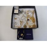 A selection of jewellery including some gold chains, silver, pendants, brooches etc.
