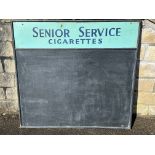 A large notice/chalk board with advertising for Senior Service Cigarettes, 43 x 41".