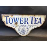 A Tower Tea blue and white double sided enamel sign, 20 1/2 x 10 1/2".