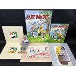 A collection of original Andy Pandy artwork comprising a full colour illustration for the front