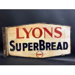 A rare Lyons SuperBread double sided enamel sign with hanging flange, 19 x 11".