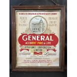 A large framed showcard advertising General Accident Fire & Life Assurance Corporation Limited, 25