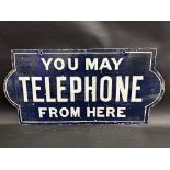 An early Victorian 'You May Telephone From Here' double sided enamel sign by Willing & Co. Ltd, 28 x