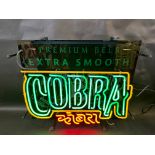A believed new neon sign advertising Cobra beer, 24" w x 20" h x 6" d.
