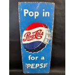 A Pepsi-Cola pictorial tin advertising sign, 15 x 36".