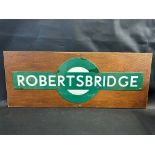 A British Railways Southern Region station target for Robertsbridge, on the Hastings line, mounted