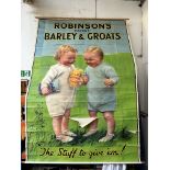 A very large pictorial poster laid on canvas, advertising Robinson's Barley.