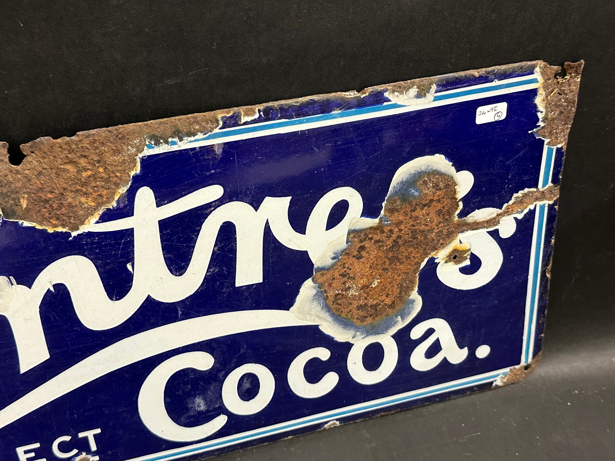 A small Rowntree's Elect Cocoa rectangular enamel sign with Royal crest, 24 x 9 1/2". - Image 3 of 4
