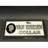 A small framed glass sign advertising The Van Heusen Collar, 11 3/4 x 5 3/4".