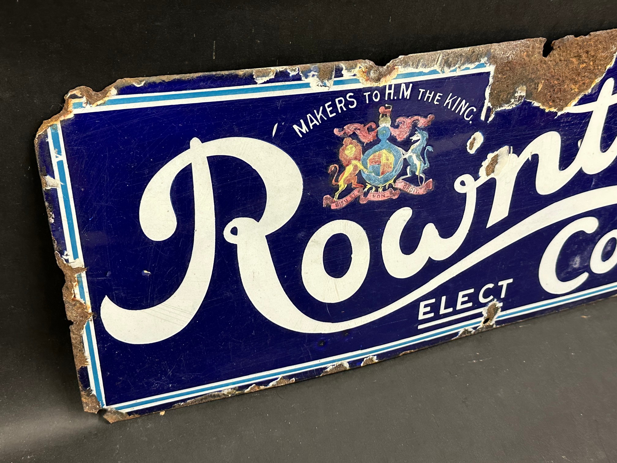 A small Rowntree's Elect Cocoa rectangular enamel sign with Royal crest, 24 x 9 1/2". - Image 2 of 4