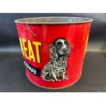 A rare Kennomeat dog food pictorial waste paper tin with image of a spaniel to the side, 9 1/2"