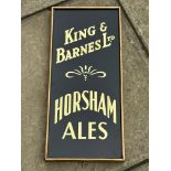 A very rare King & Barnes Ltd. Horsham Ales copper framed glass advertising sign, 9 1/4 x 20 1/4".