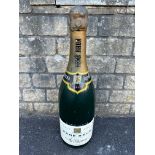 An oversized advertising display champagne bottle 'Rene Brun', 39" h.