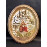 An oval tin advertising sign for Ind Coope & Co's Ales, 20 x 25".