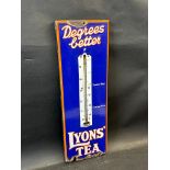 A Lyons' Tea enamel thermometer, 7 1/2 x 22 1/2".