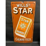 A Wills's Star Cigarettes pictorial packet enamel sign in excellent condition with good gloss, 18