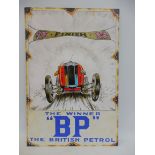 A contemporary and decorative oil painting on board in the manner of a sign advertising BP petrol,