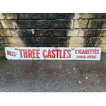 A Wills's 'Three Castles' cigarettes rectangular enamel sign, 81 1/2 x 11".