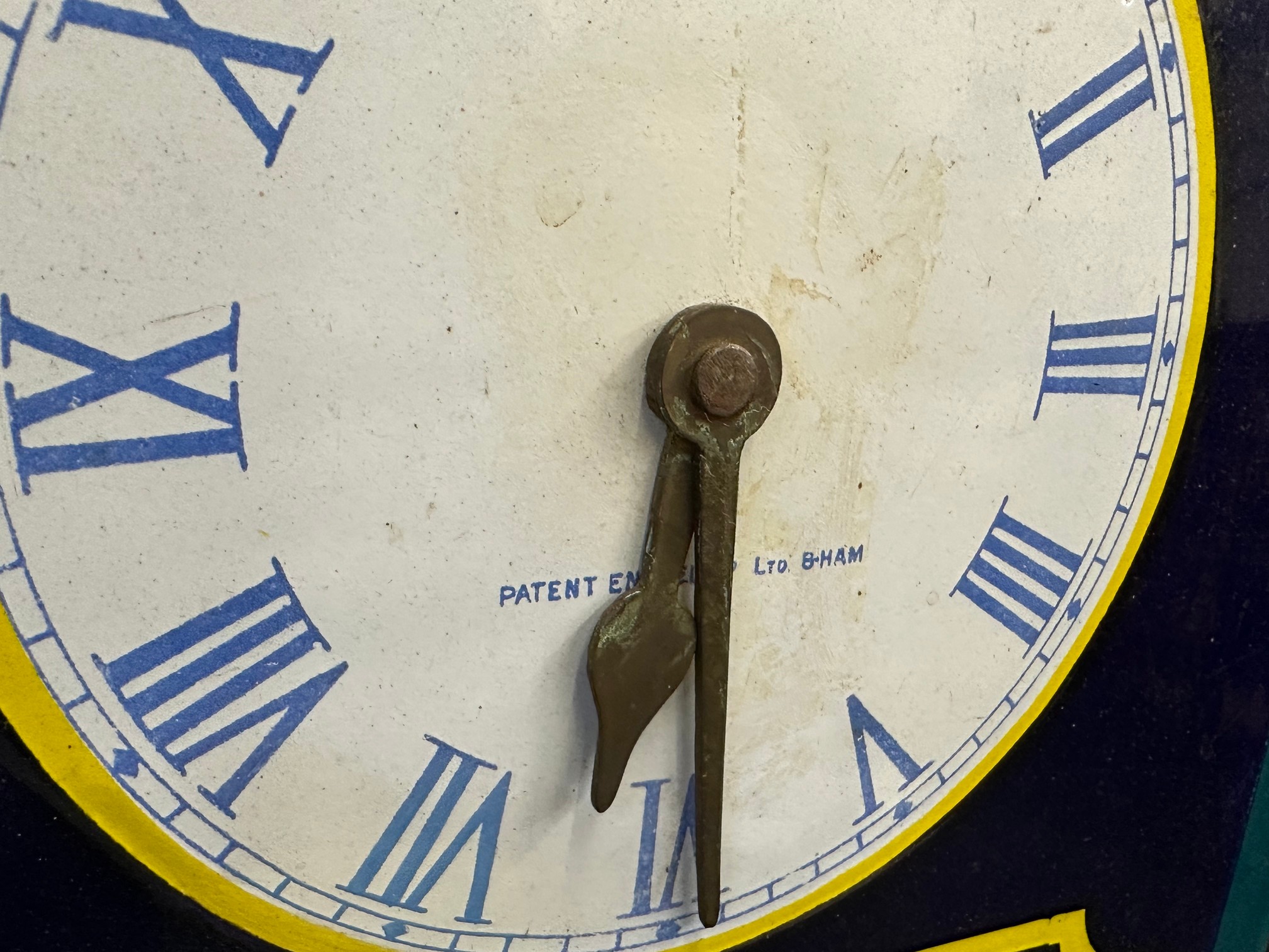 A Hudson's Soap, Public Bakery enamel clock with searchlight motif, by Patent Enamel, some older - Image 3 of 7