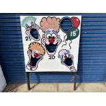 A fairground metal framed easel sign, with space for children's faces to poke through, 45 x 67"