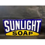 A Sunlight Soap enamel advertising sign by Patent Enamel Ltd. Birmingham, 36 x 18".