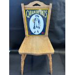 A reproduction department store chair with enamel back advertising Quaker Oats, by Relic Designs