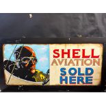 A contemporary and decorative oil painting on board advertising Shell Aviation, 47 1/4 x 23 1/2".