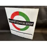 A London Transport enamel bus stop flag 'Bus and Coach Stop', by Burnham, some retouching, 18 x 20