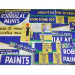 A selection of unused Robbialac Paints window displays, mostly to form a large display but