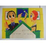 A two-piece Robbialac Paints paper window or door advertisement (uncut), combined approx. 40 1/2 x