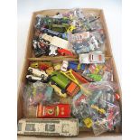 A large collection (two trays) of Dinky, Corgi, Atlas etc. loose die-cast models.